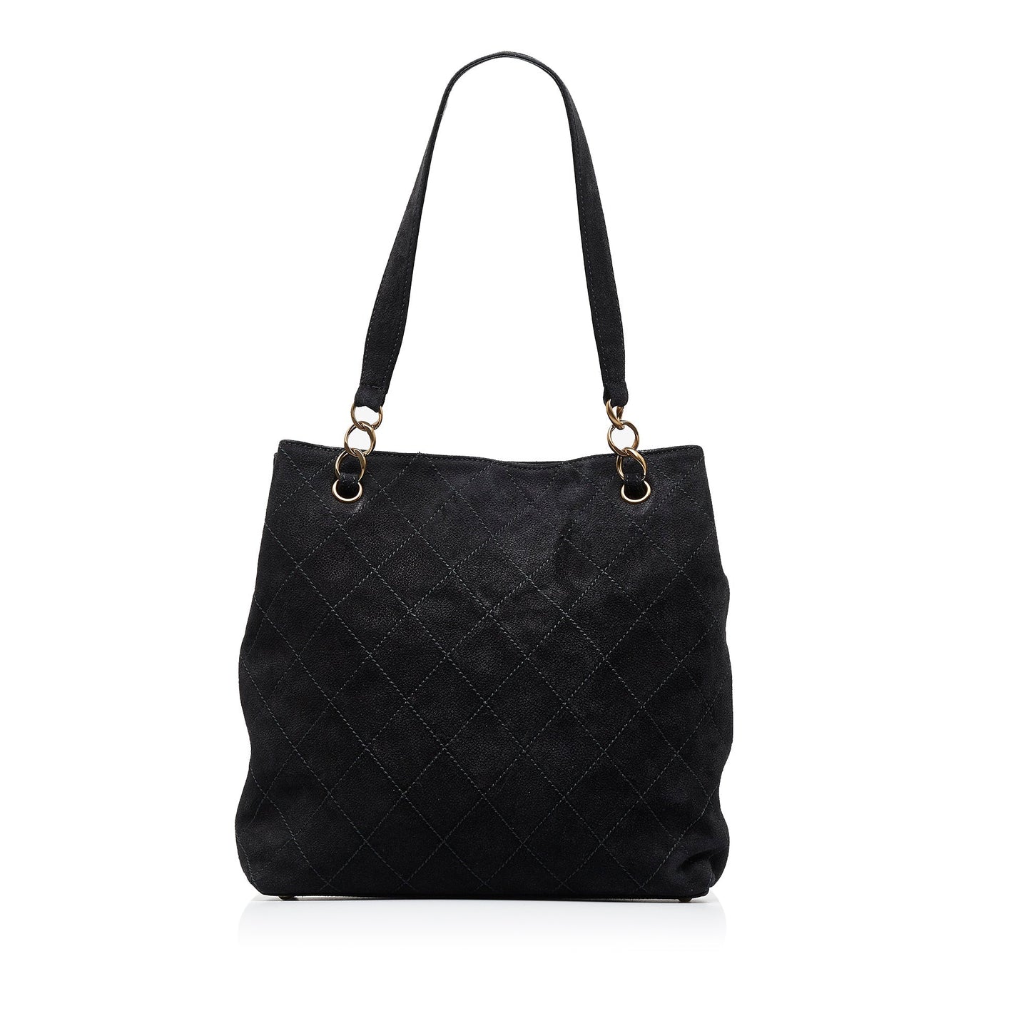 Black Chanel Wild Stitch CC Suede Leather Tote