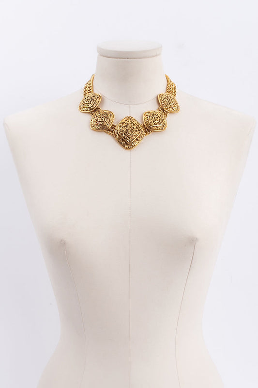 Collier court en métal doré Chanel 1980s