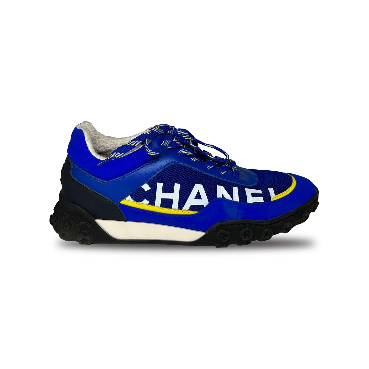 Chanel blue CC logo tennis sneakers