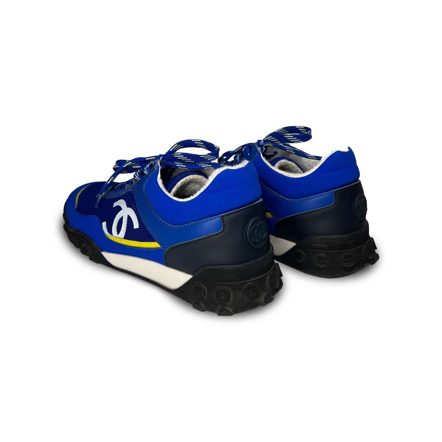 Chanel blue CC logo tennis sneakers