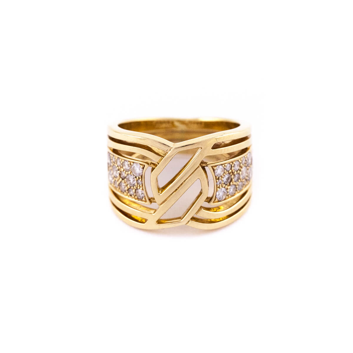 Chanel 18K Gold & Diamonds My Golden Link Ring Size 6