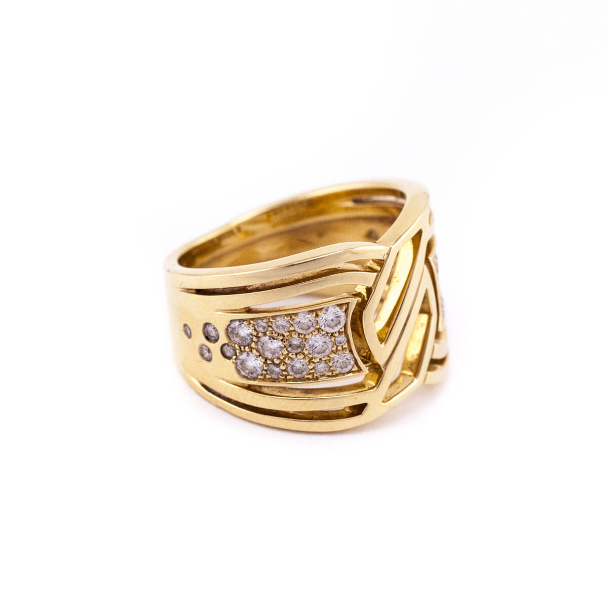 Chanel 18K Gold & Diamonds My Golden Link Ring Size 6
