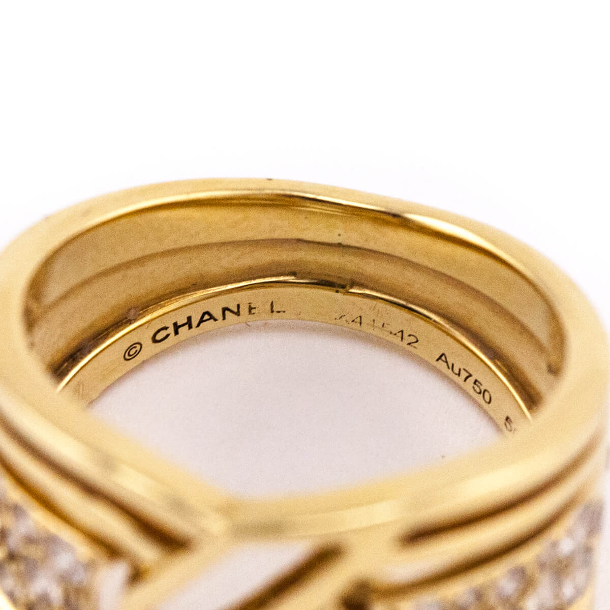 Chanel 18K Gold & Diamonds My Golden Link Ring Size 6