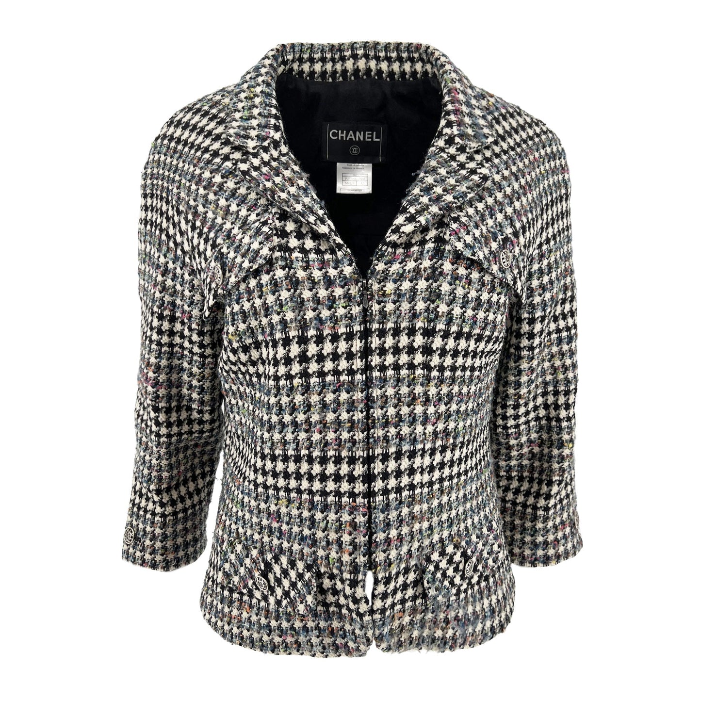 Chanel 2006 Houndstooth Pattern zip-up Designer jacket
