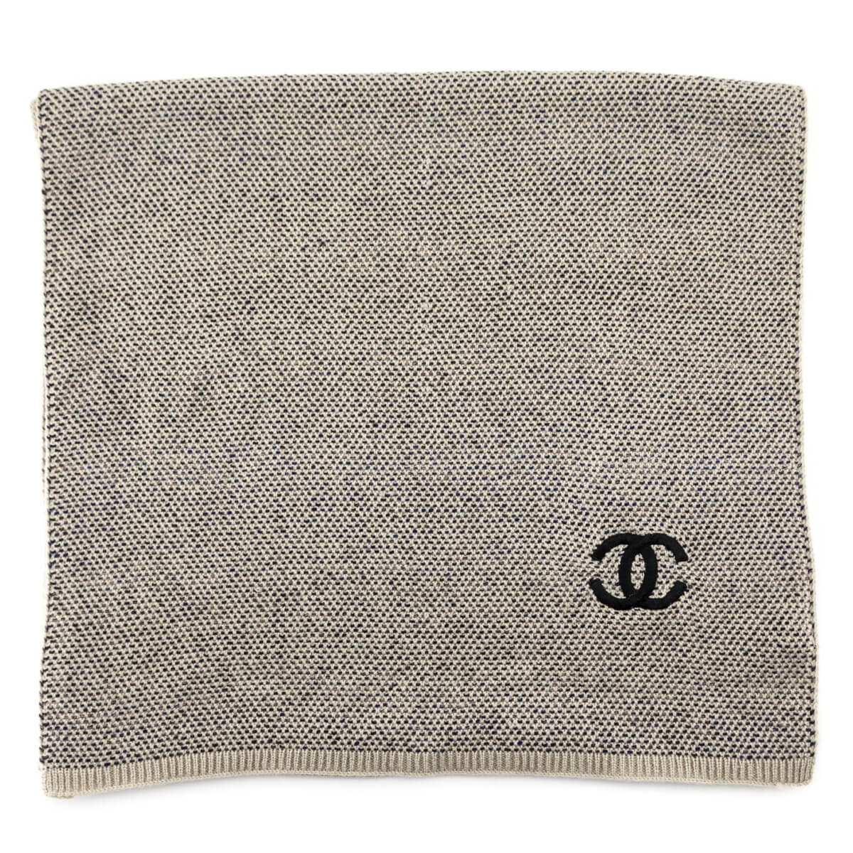 Chanel Beige & Black Cashmere and Silk CC Stole