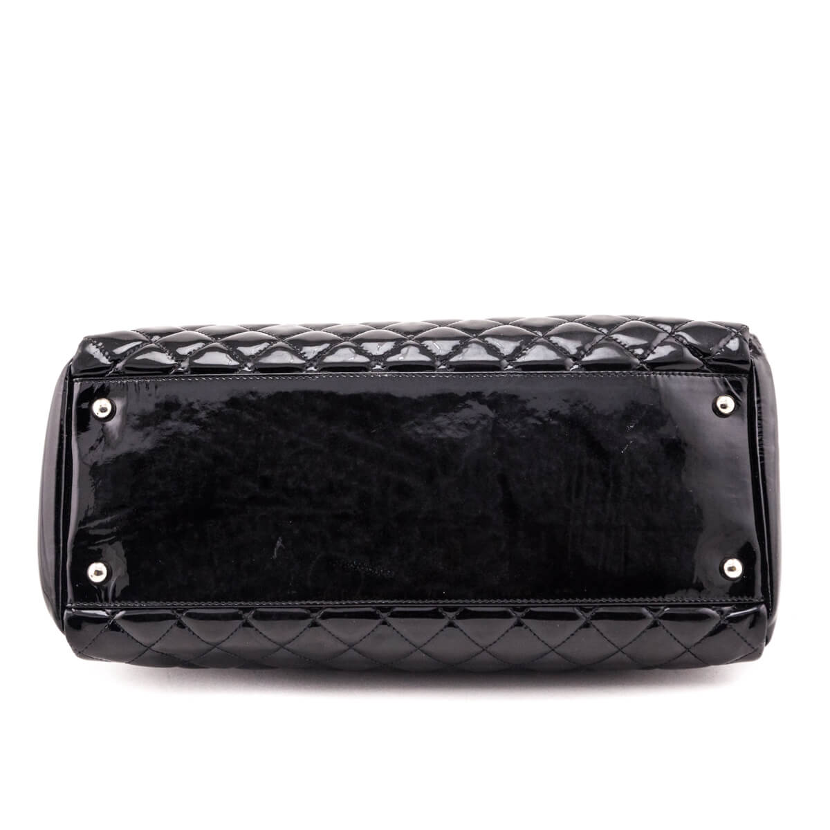 Chanel Black Patent Quilted Large Just Mademoiselle Bowling Bag