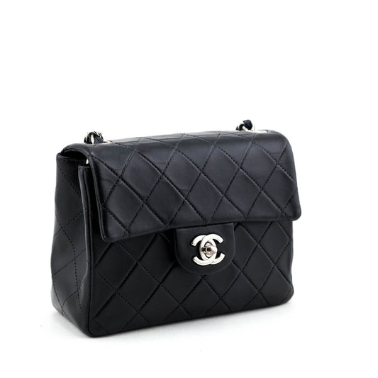 Chanel Black Quilted Lambskin Vintage Mini Single Flap Bag