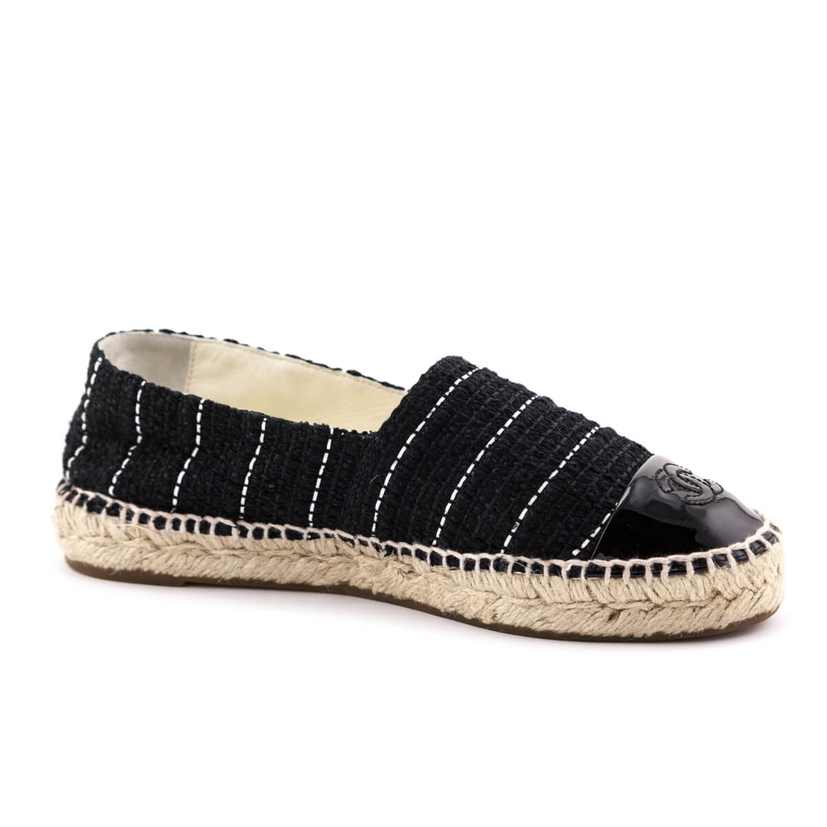 Chanel Black Tweed CC Cap Toe Espadrilles Size US 6 | EU 36