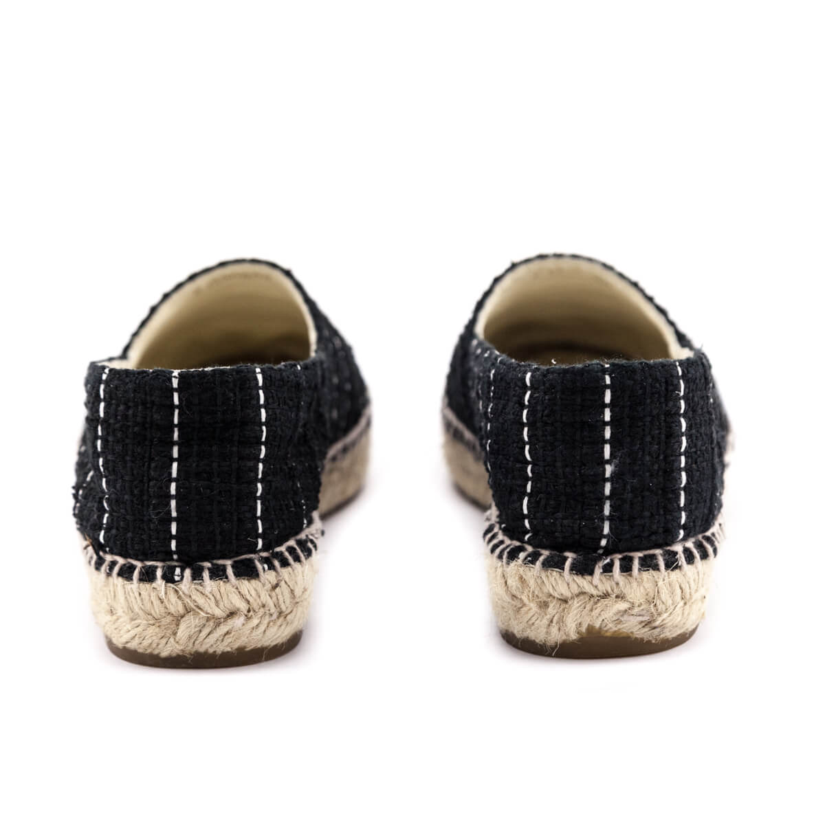 Chanel Black Tweed CC Cap Toe Espadrilles Size US 6 | EU 36