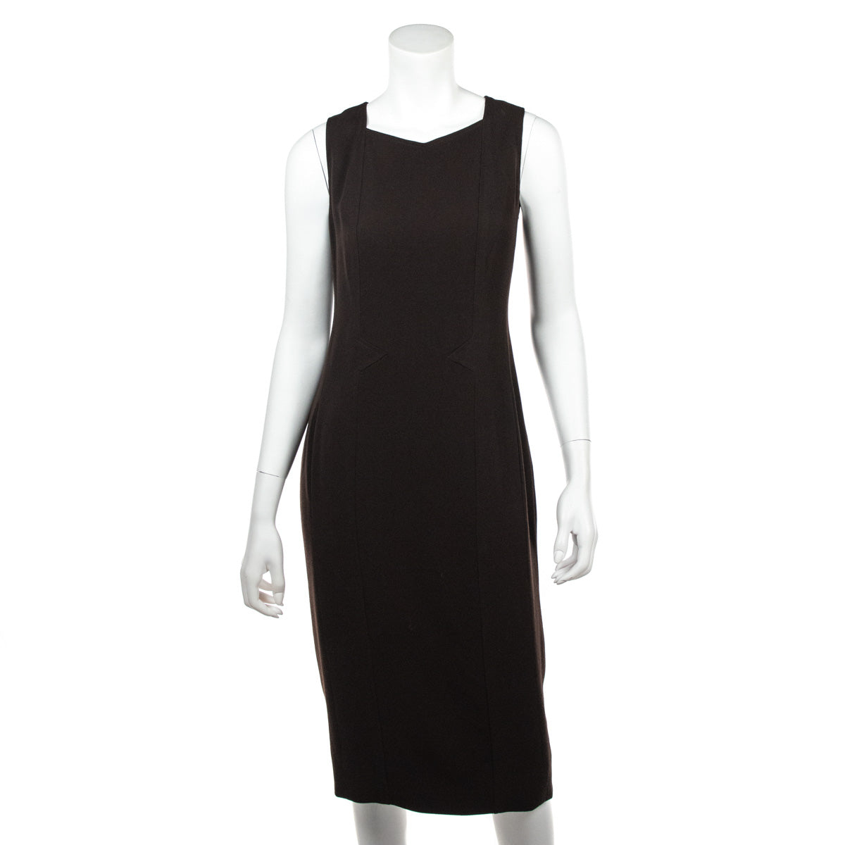 Chanel Brown Wool Crepe Sleeveless Dress Size S
