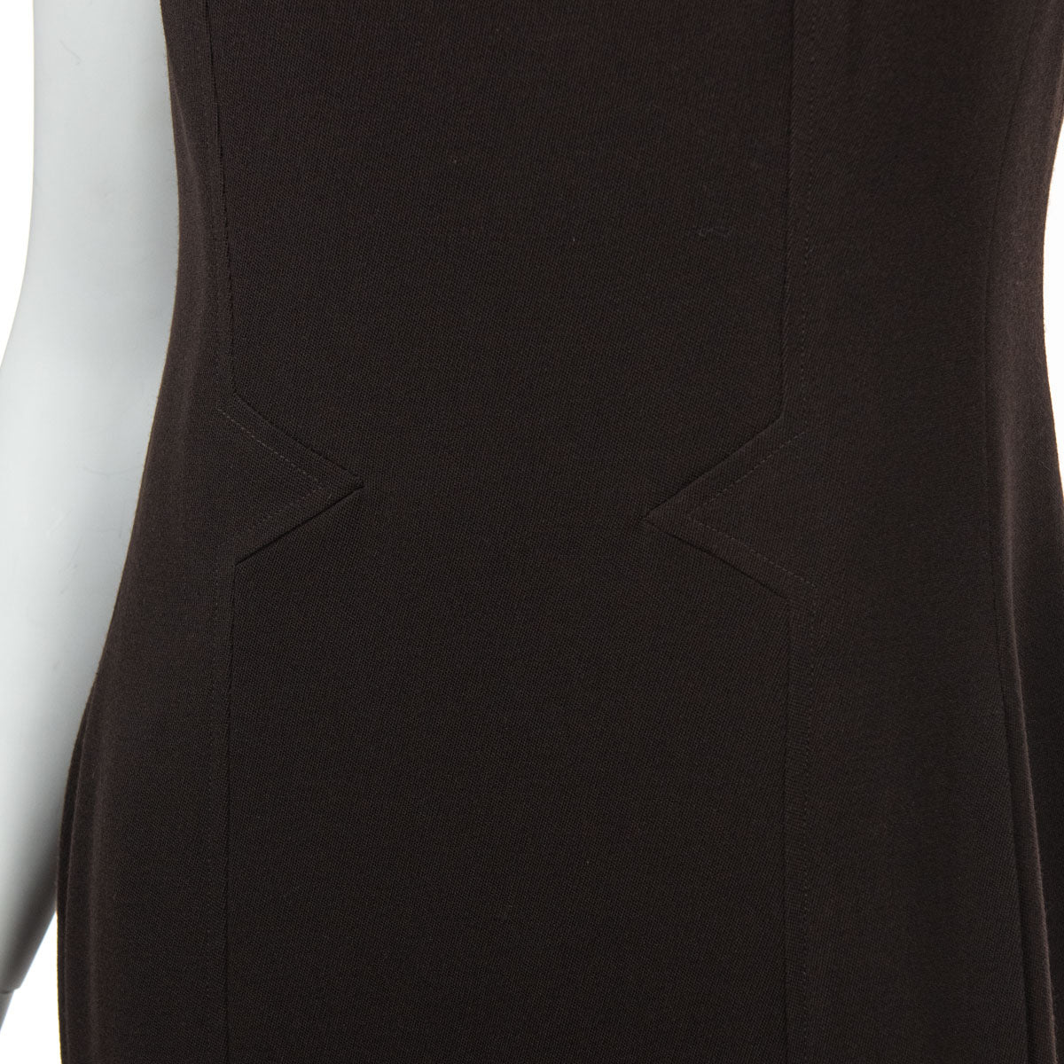 Chanel Brown Wool Crepe Sleeveless Dress Size S