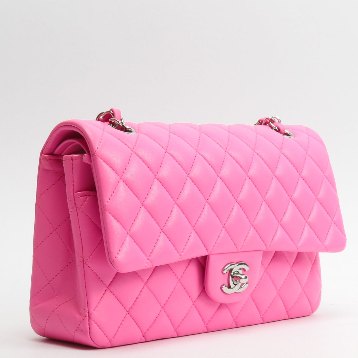 CHANEL 2021 Medium Classic Double Flap Lambskin- Bubblegum Pink
