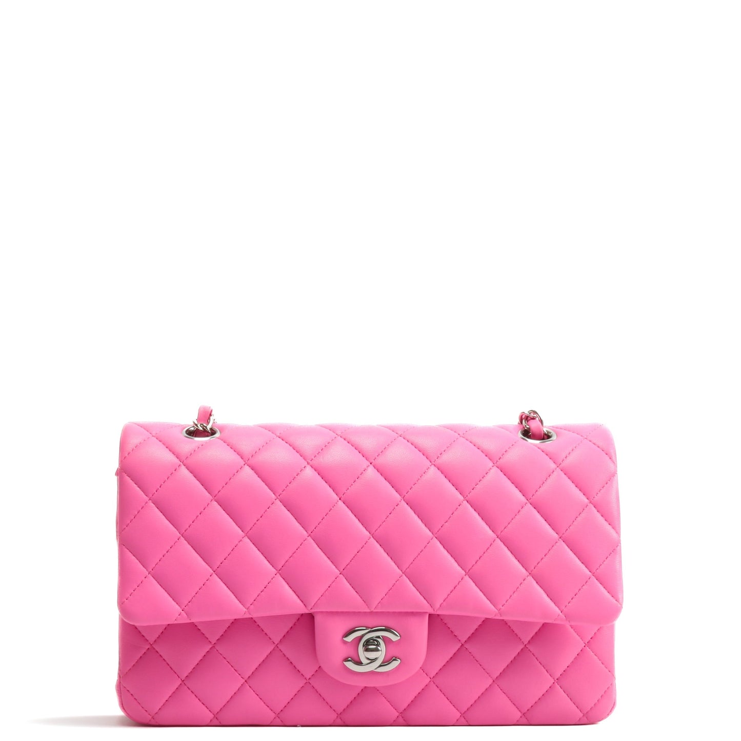 CHANEL 2021 Medium Classic Double Flap Lambskin- Bubblegum Pink