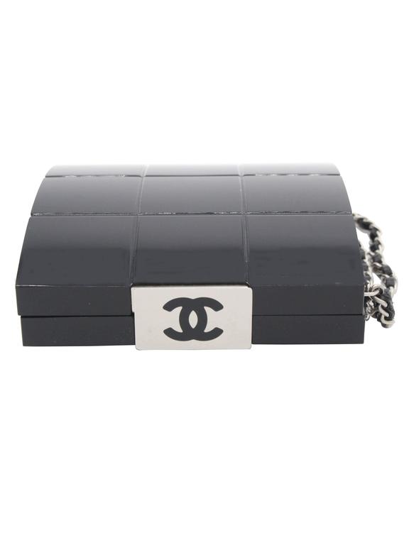 Chanel Black Perspex Lucite Minaudiere Clutch / Chain Wristlet Collectors
