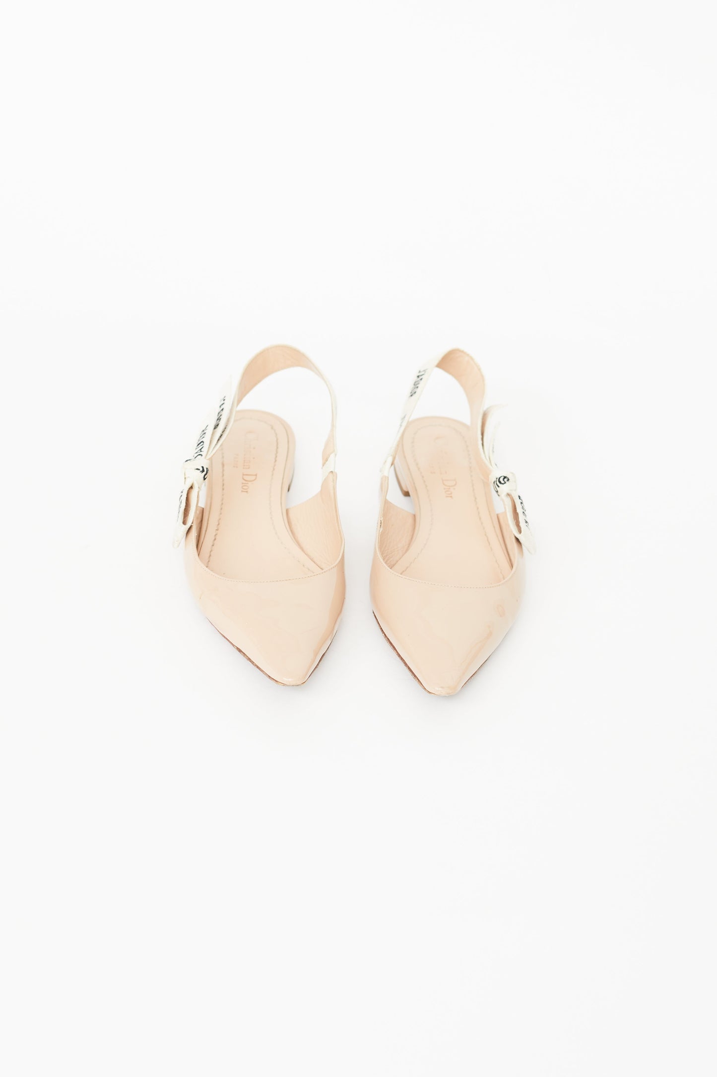 Beige Patent J'Adior Slingback Flats