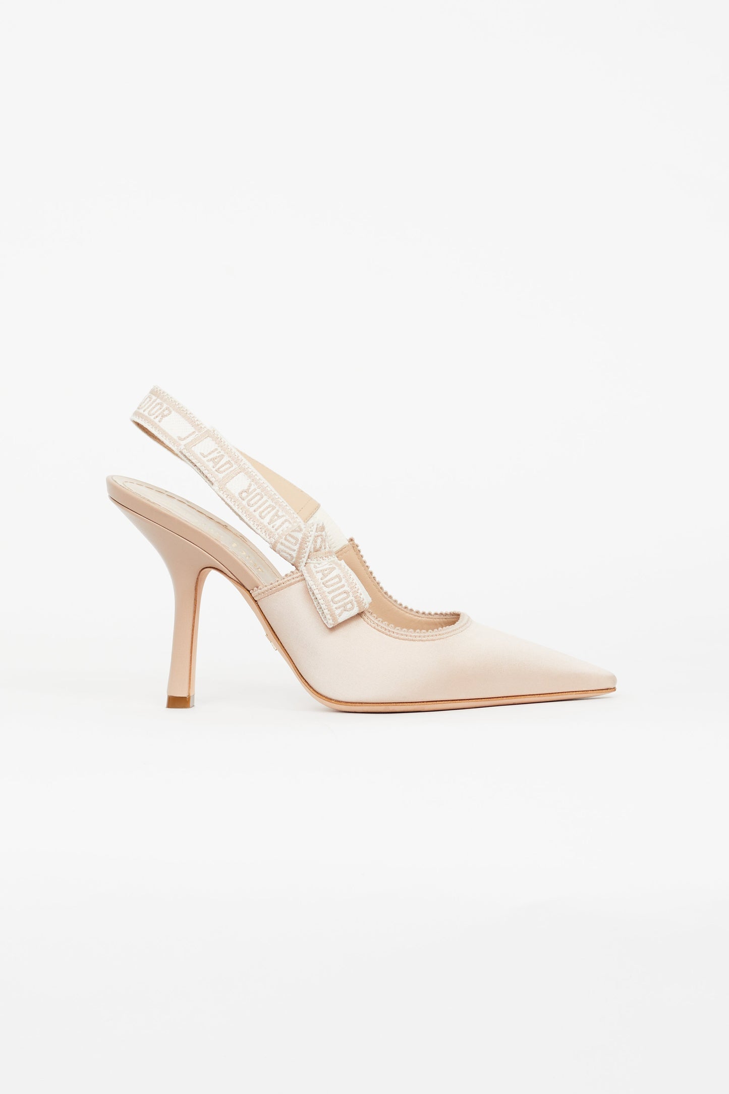 Beige Satin J'Adior Slingback Pump