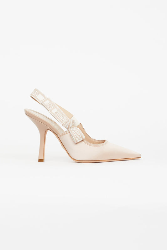 Beige Satin J'Adior Slingback Pump