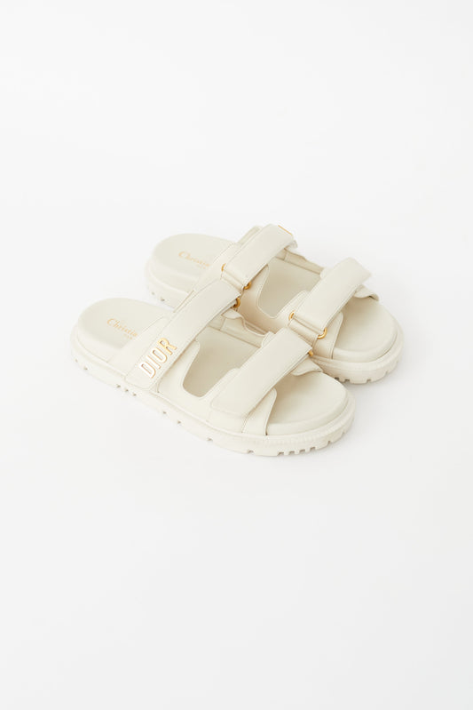 Cream Leather Dioract Slide