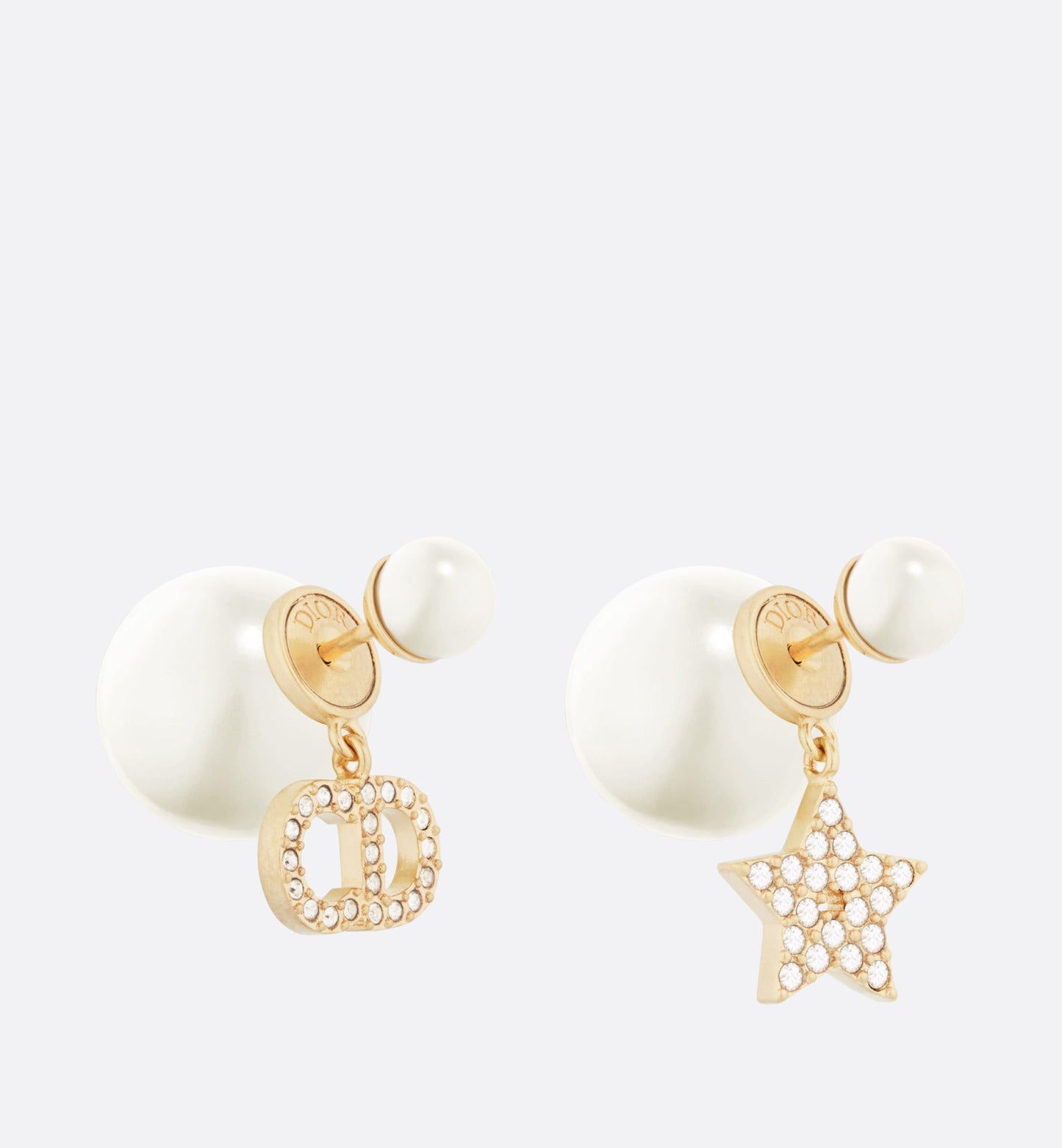 Dior Tribales Earrings • Gold-Finish Metal with White Resin Pearls and Silver-Tone Crystals
