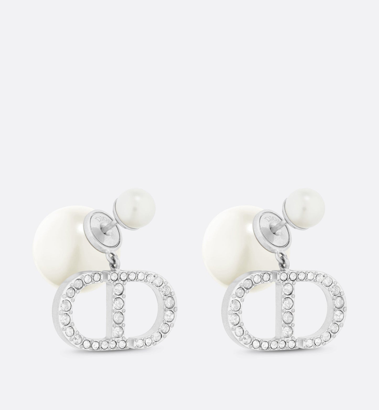 Dior Tribales Earrings • Silver-Finish Metal with White Resin Pearls and Silver-Tone Crystals