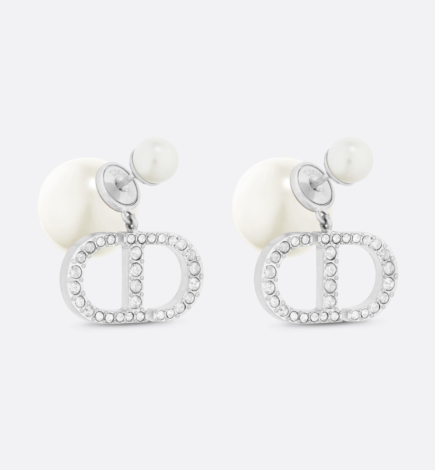 Dior Tribales Earrings • Silver-Finish Metal with White Resin Pearls and Silver-Tone Crystals