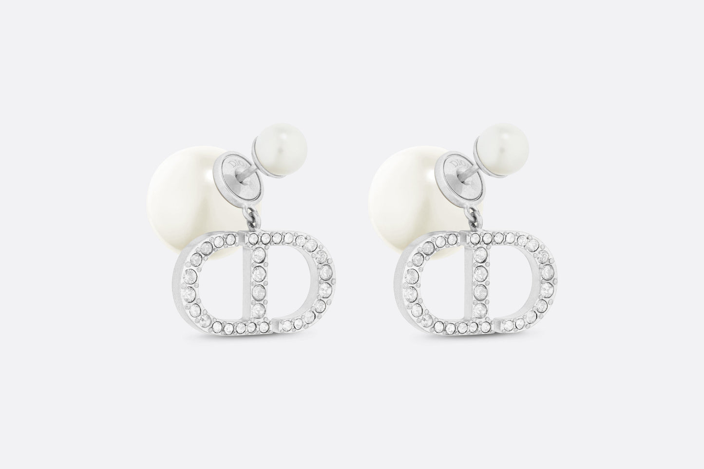 Dior Tribales Earrings • Silver-Finish Metal with White Resin Pearls and Silver-Tone Crystals