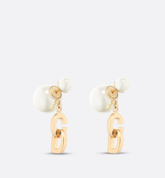 Dior Tribales Earrings • Gold-Finish Metal and White Resin Pearls