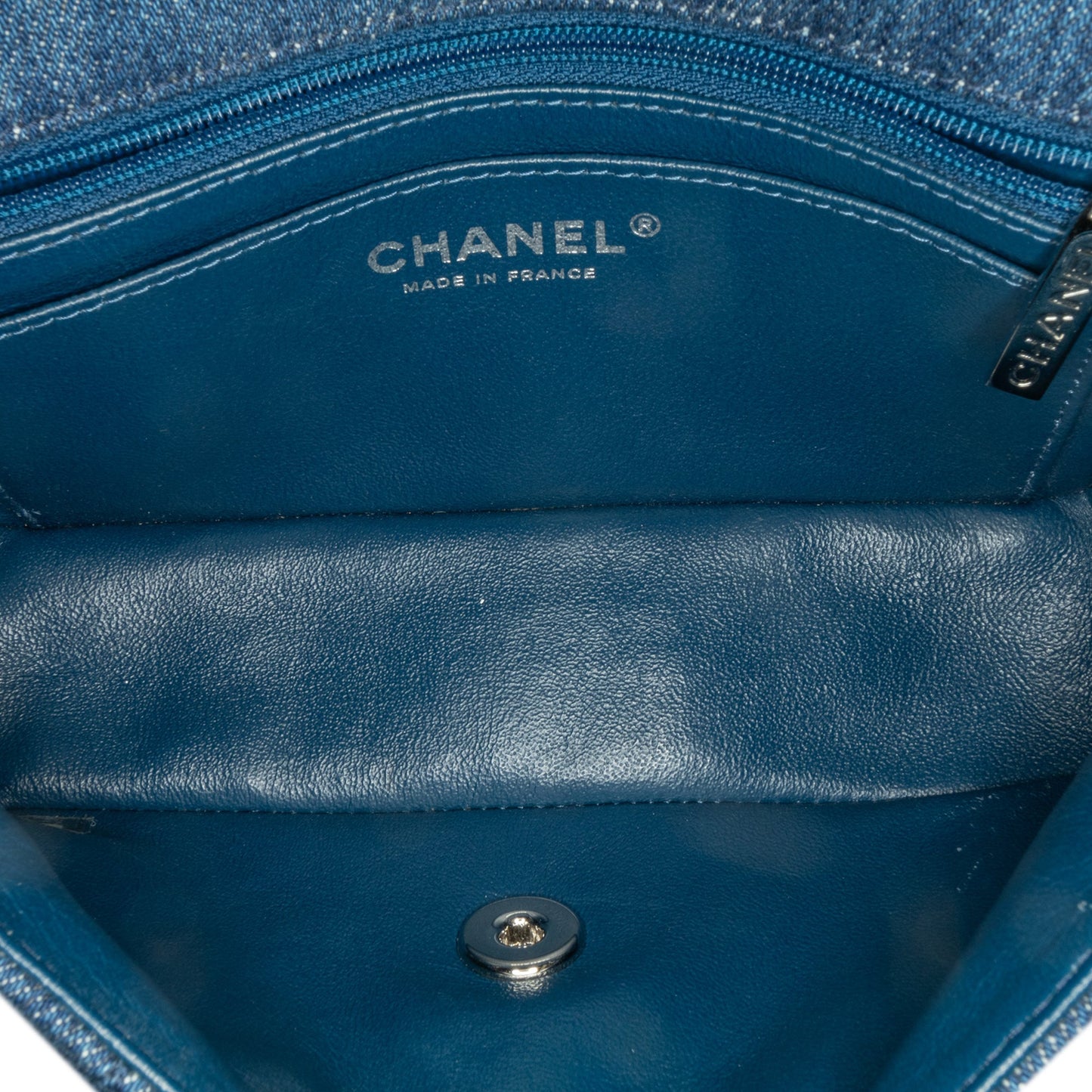 Blue Chanel Mini Rectangular Classic Denim Tweed Framed Single Flap Shoulder Bag