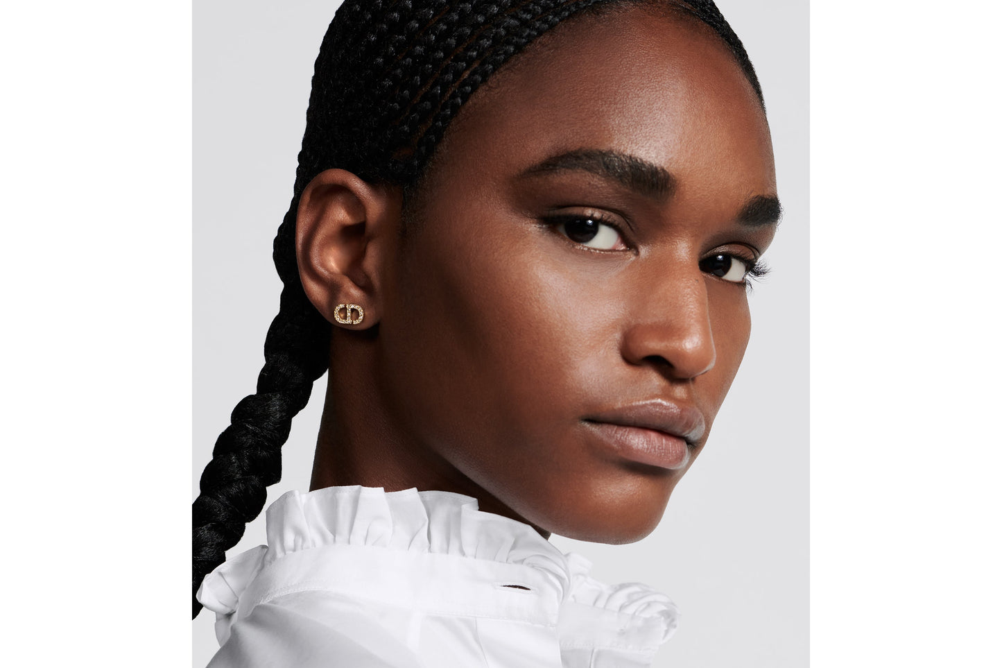 Petit CD Mini Stud Earrings • Gold-Finish Metal and Silver-Tone Crystals