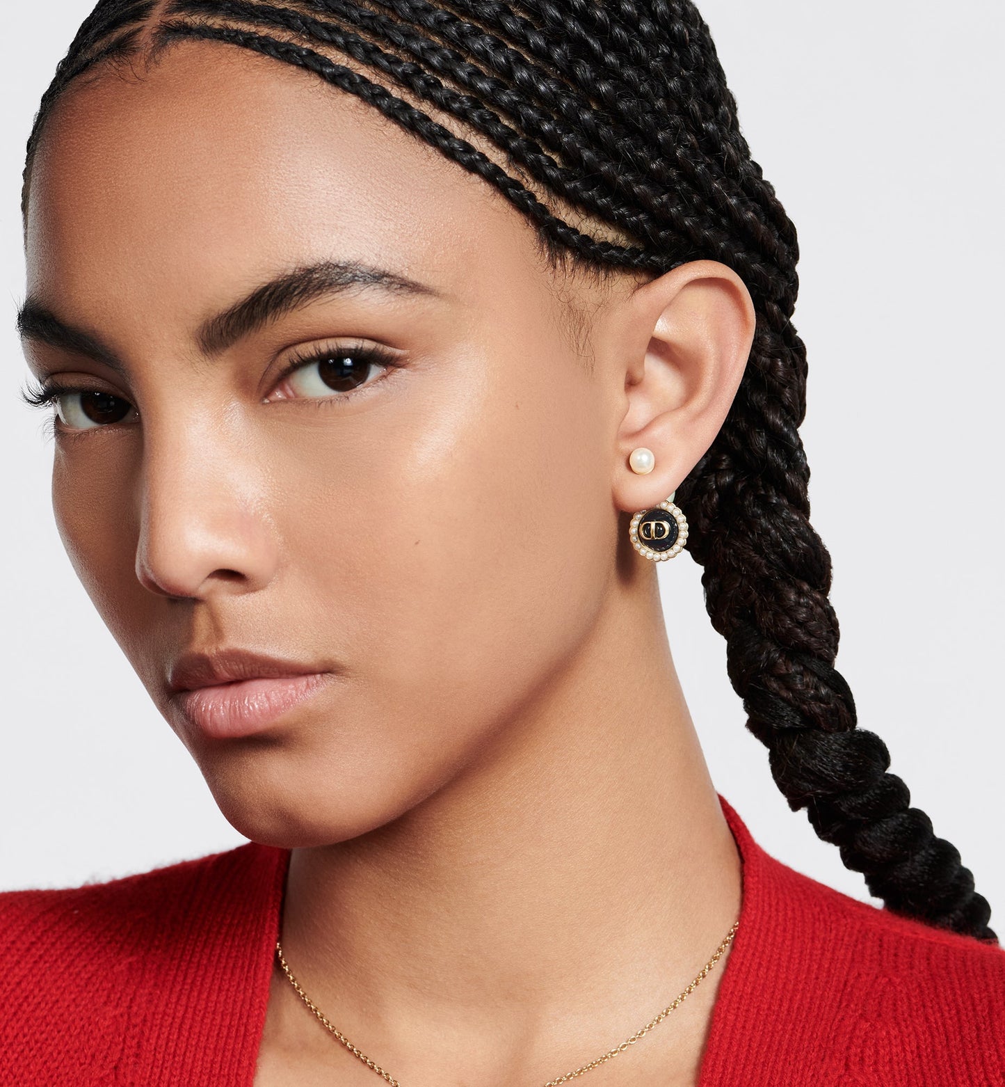 Dior Tribales Earrings • Gold-Finish Metal with White Resin Pearls and Black Glass