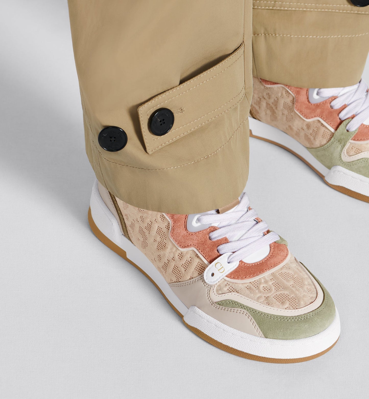 Dior One Sneaker • Beige Multicolor Calfskin and Suede Calfskin with Dior Oblique Motif