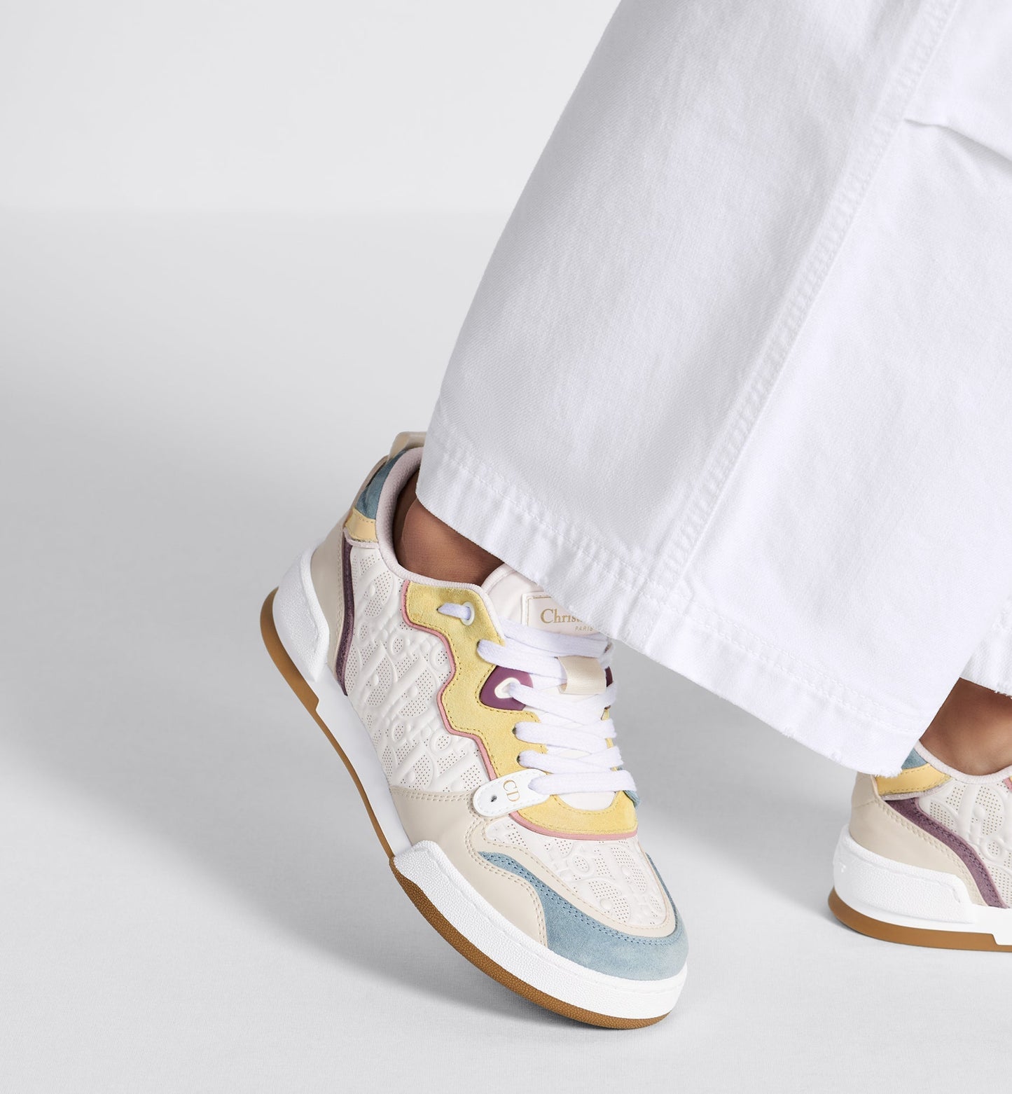 Dior One Sneaker • White Dior Oblique Perforated Calfskin and Multicolor Suede Calfskin