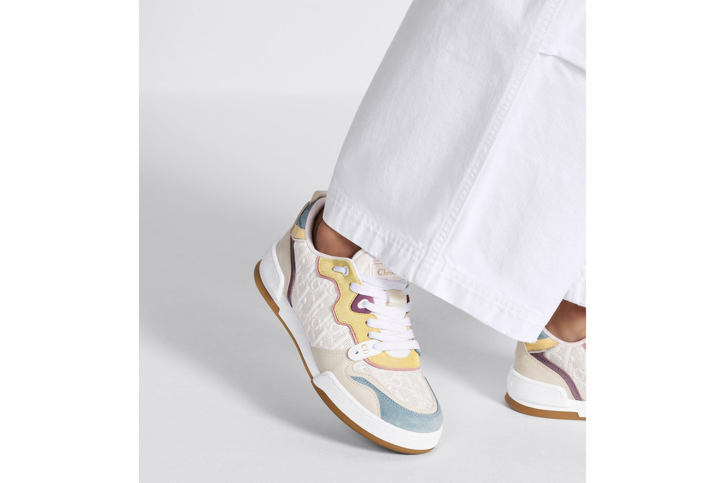 Dior One Sneaker • White Dior Oblique Perforated Calfskin and Multicolor Suede Calfskin