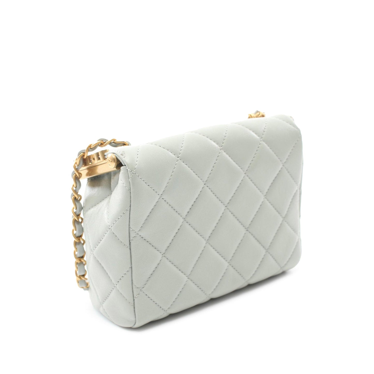 Blue Chanel Mini Quilted Lambskin Paris Monaco Kiss Lock Vanity Bag