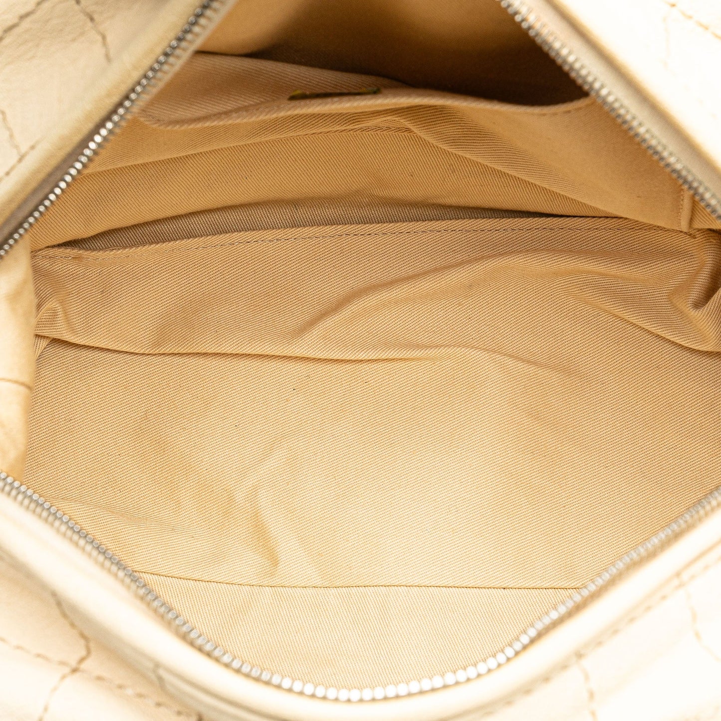 Tan Chanel Goatskin Square Stitch Essential Bowler Handbag