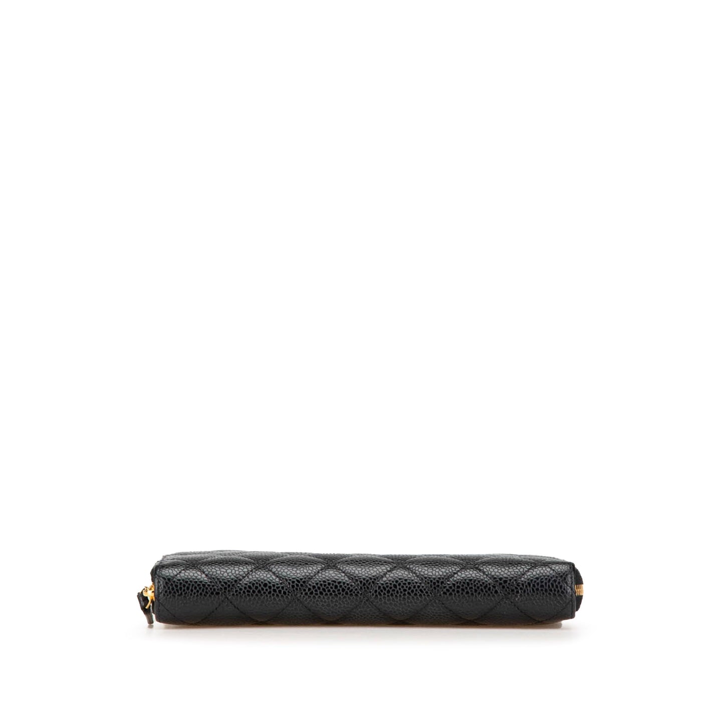 Black Chanel Quilted Caviar CC Zip Around Long Wallet
