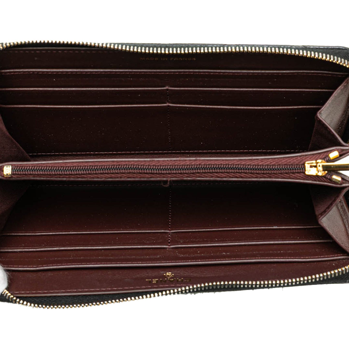 Black Chanel Quilted Caviar CC Zip Around Long Wallet