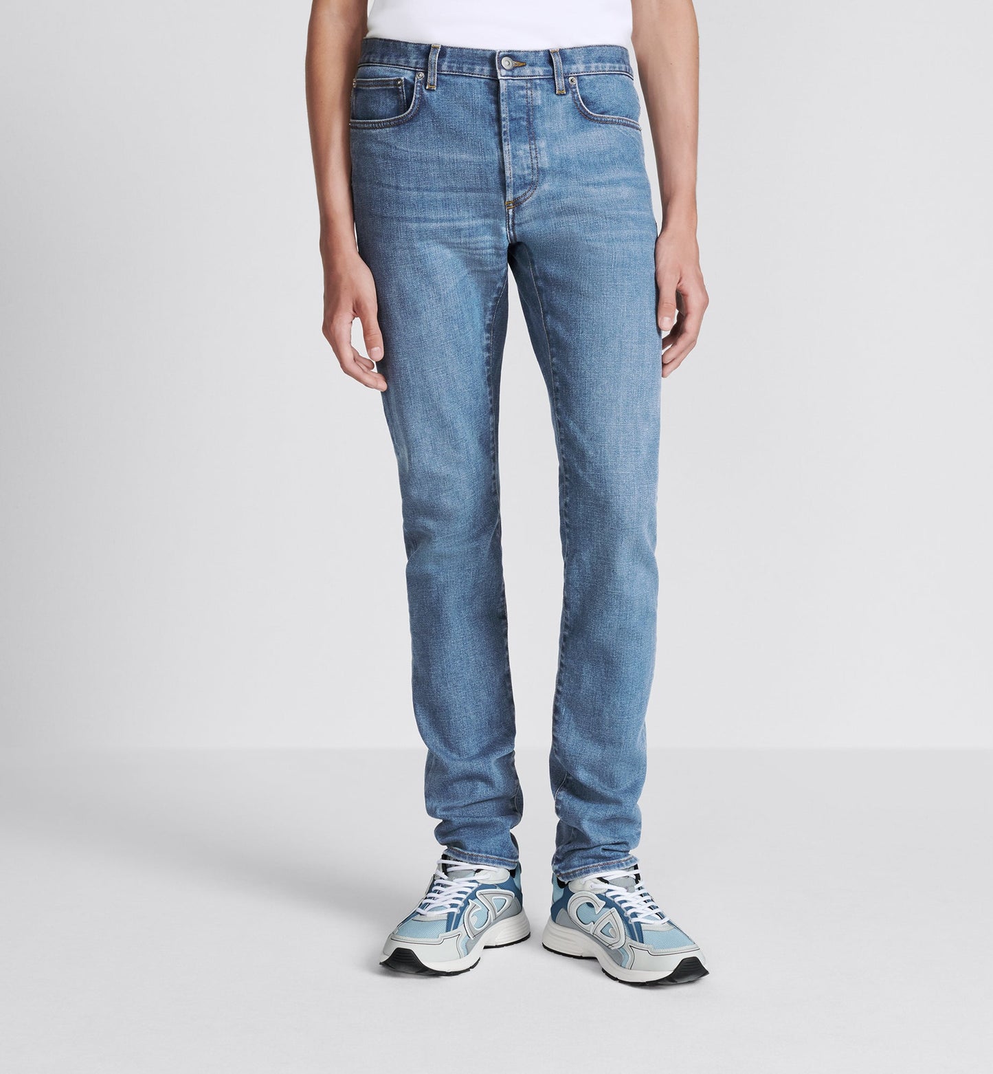 Long Slim-Fit Jeans • Blue Cotton-Blend Twill