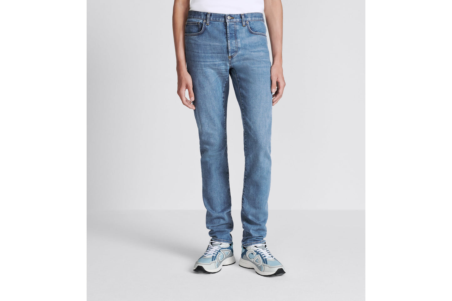 Long Slim-Fit Jeans • Blue Cotton-Blend Twill