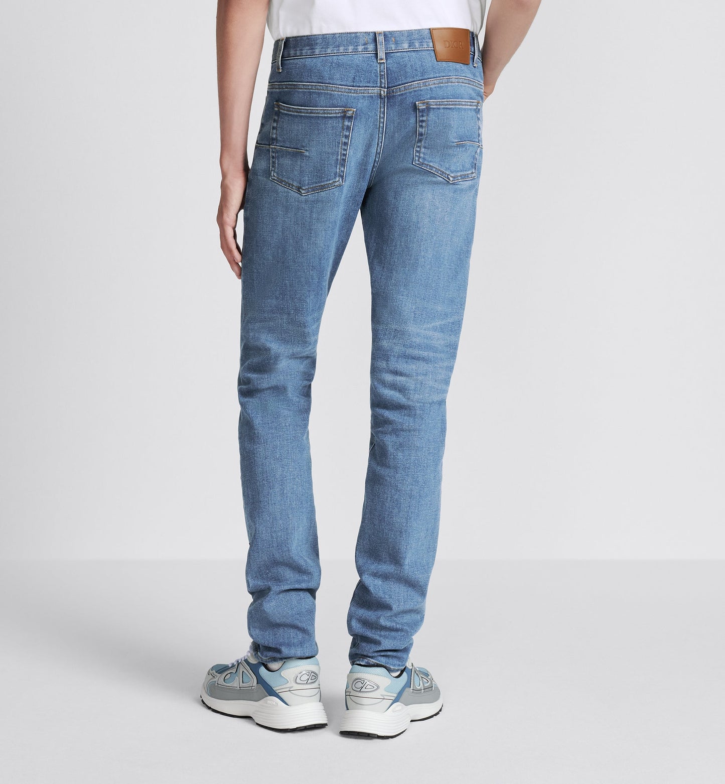 Long Slim-Fit Jeans • Blue Cotton-Blend Twill