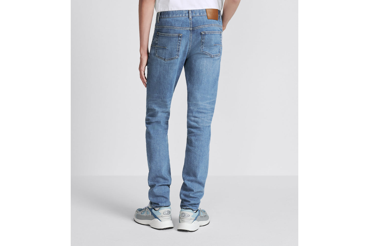 Long Slim-Fit Jeans • Blue Cotton-Blend Twill