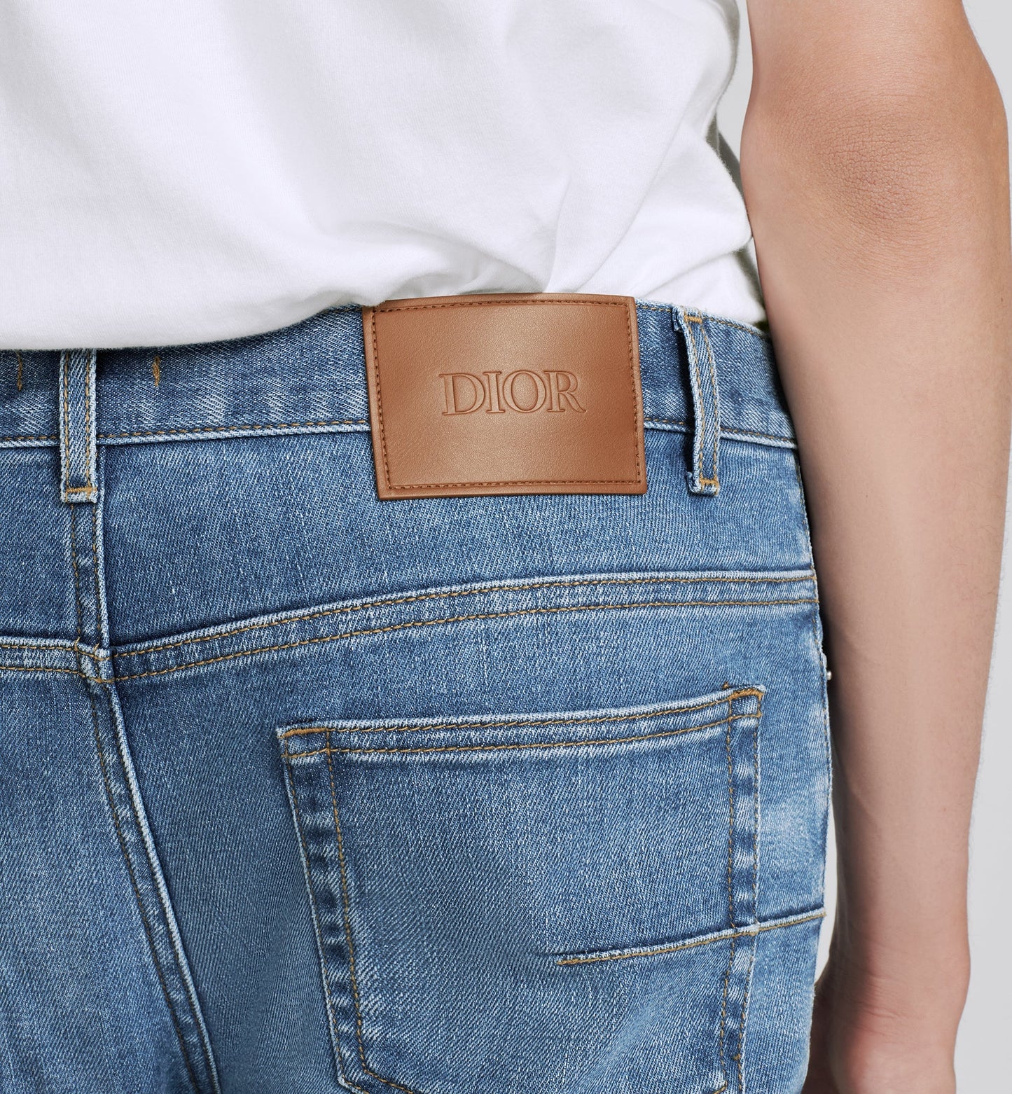 Long Slim-Fit Jeans • Blue Cotton-Blend Twill