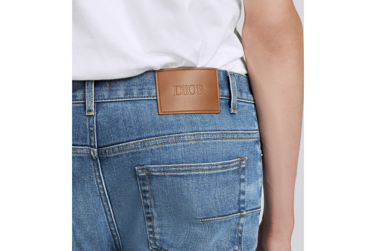 Long Slim-Fit Jeans • Blue Cotton-Blend Twill