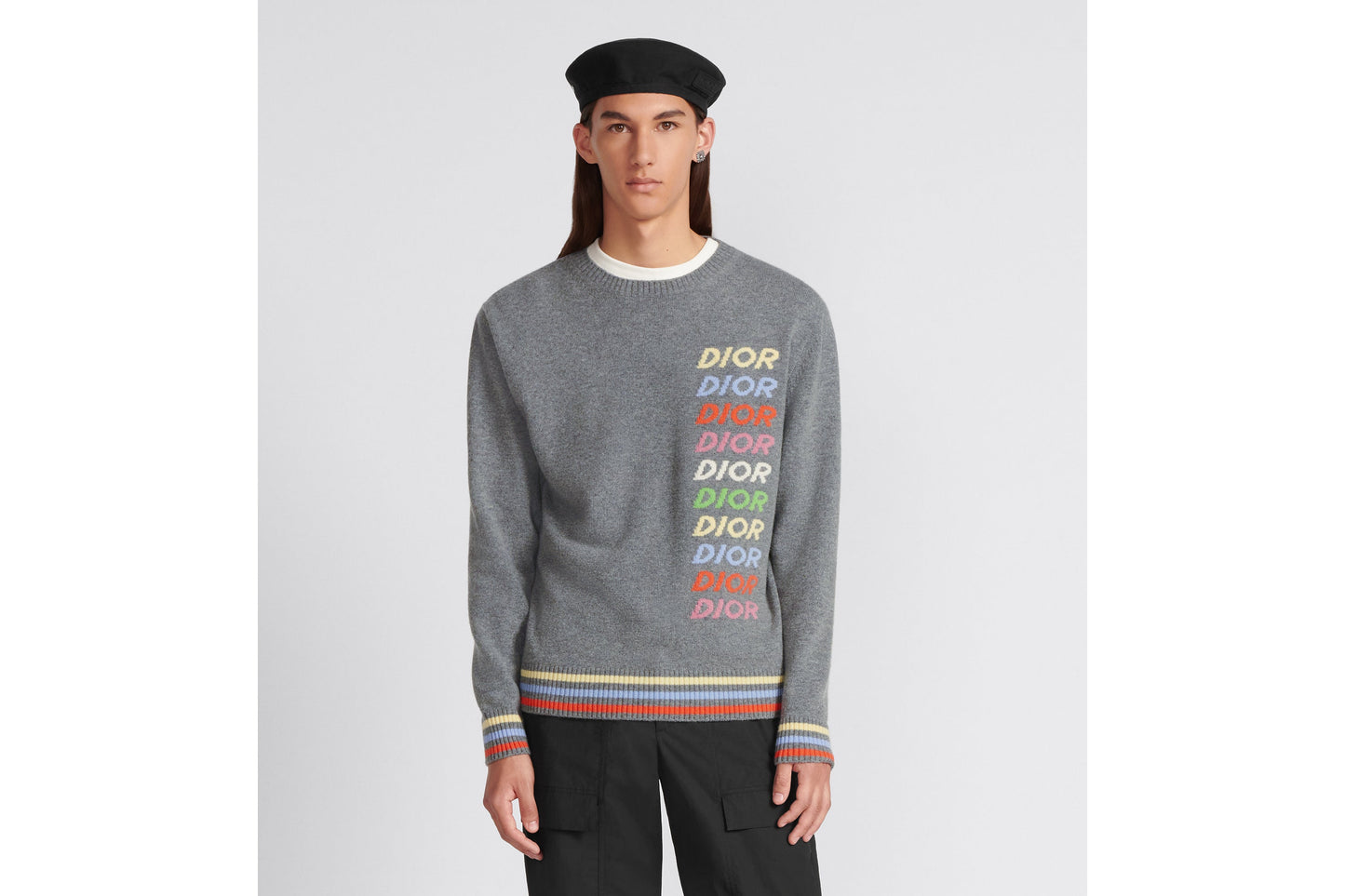 Sweater • Gray Wool and Cashmere Intarsia