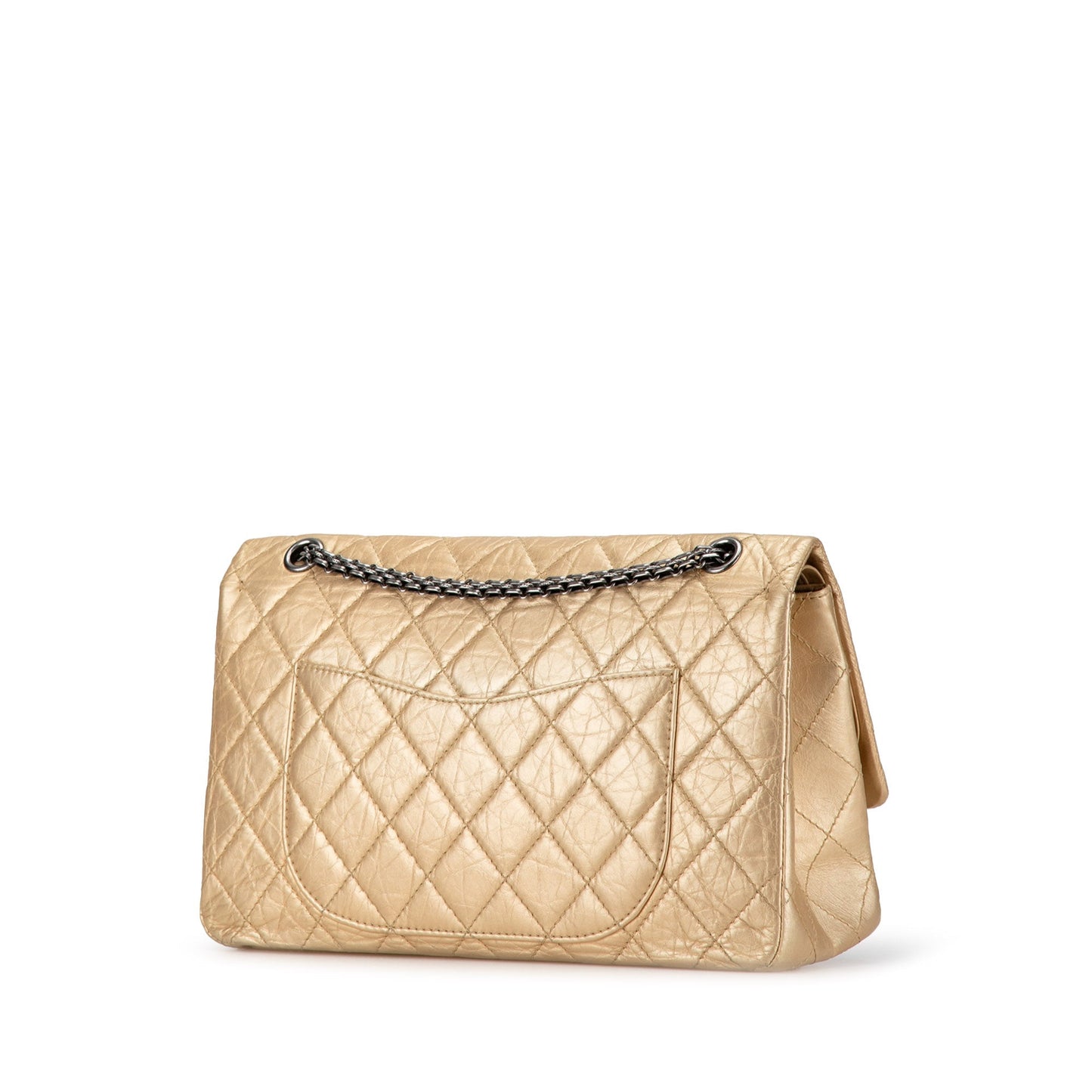 Gold Chanel Reissue 2.55 Aged Calfskin Double Flap 227 Shoulder Bag