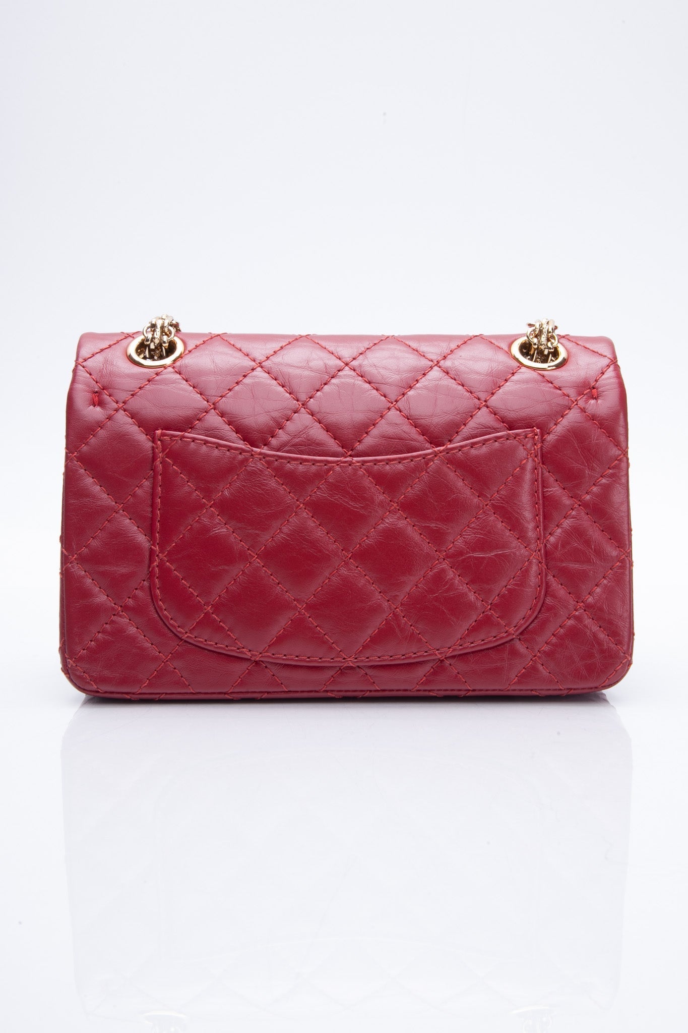 CHANEL Aged Calfskin Quilted 2.55 Reissue Mini Flap Red