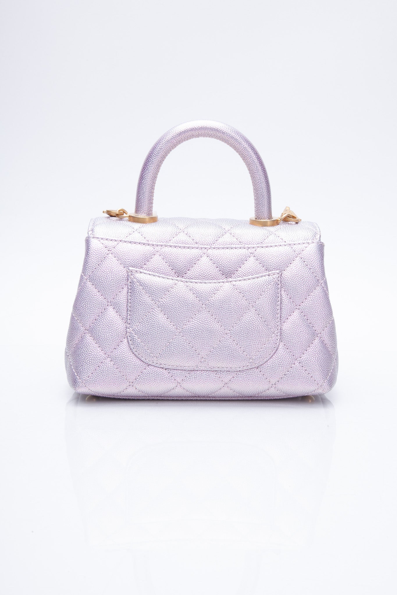 CHANEL 22P Quilted Extra Mini Coco Handle Pink/Purple Iridescent Caviar Leather Crossbody Bag