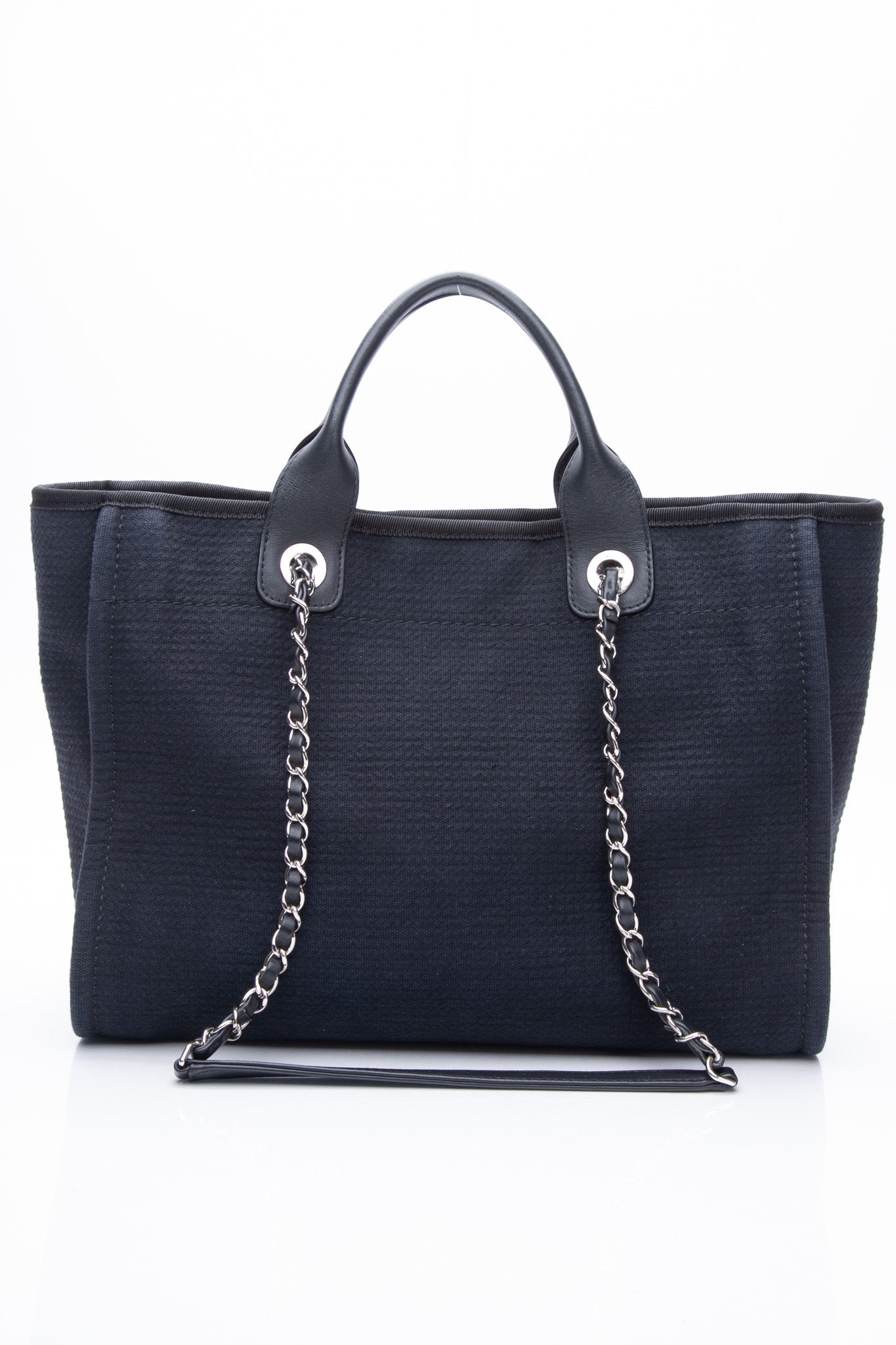CHANEL 22A Mixed Fibers Small Deauville Tote Navy