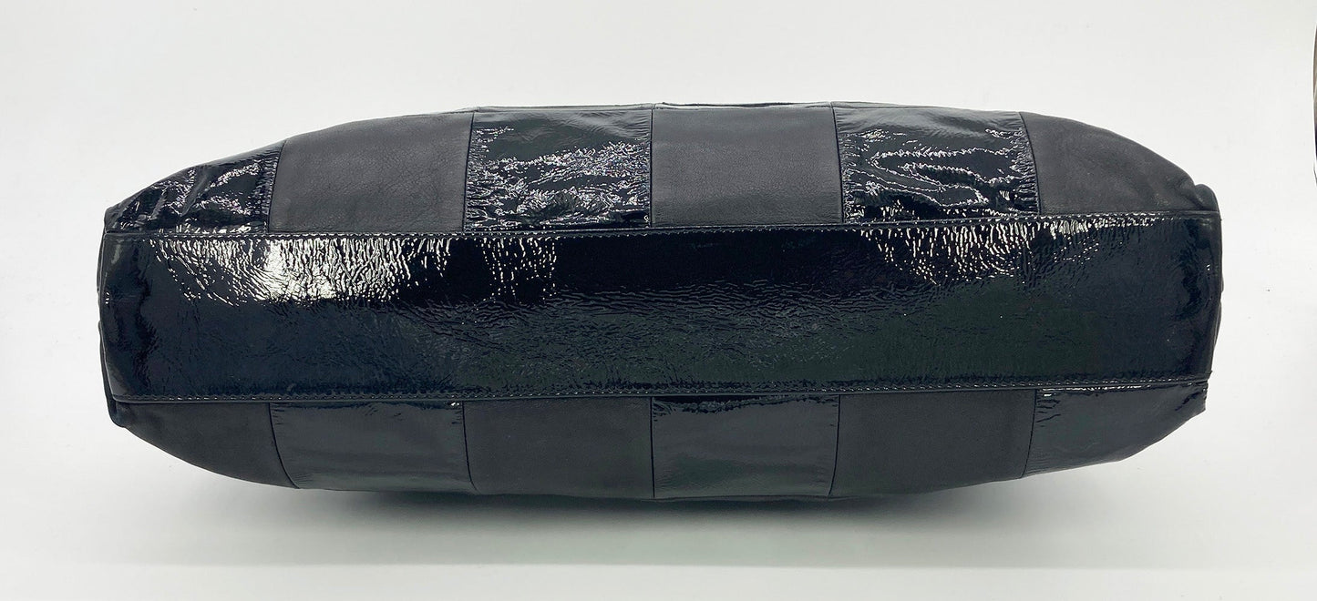 Chanel Black Leather Checkered Tote