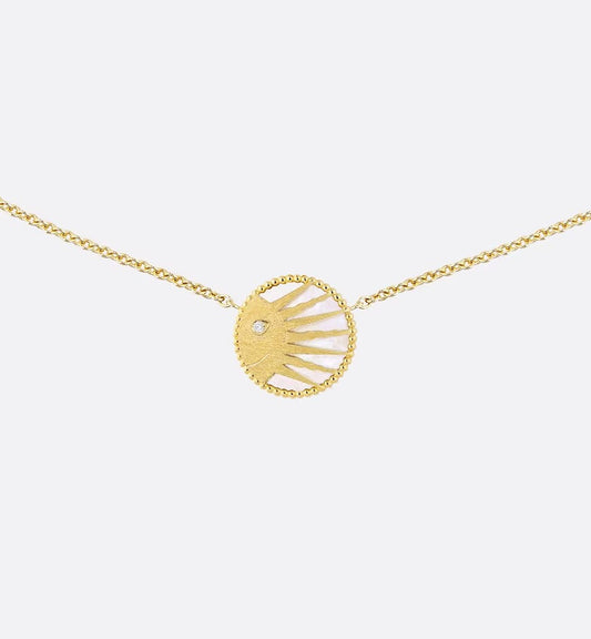 Rose Céleste Necklace • Yellow and White Gold, Diamond, Onyx and Mother-of-pearl